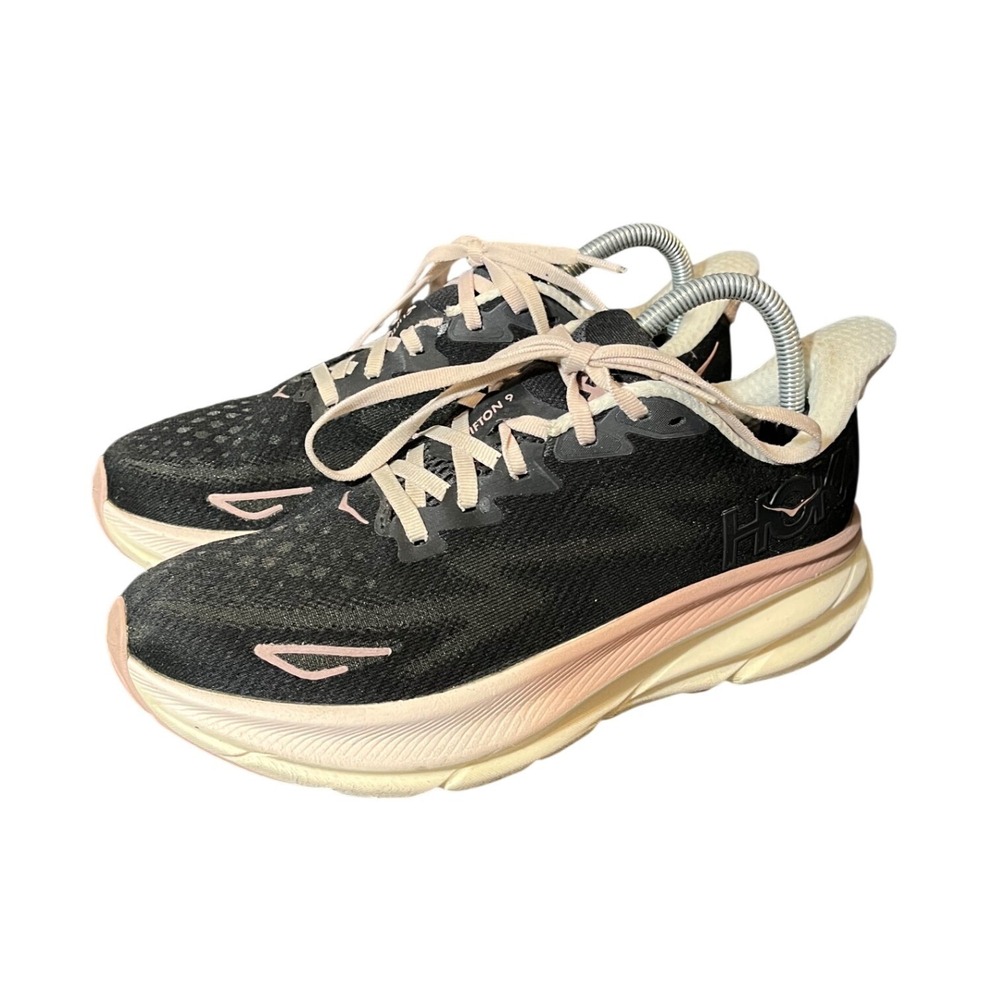 Hoka Clifton 9 Running Shoes Womens 8.5 Black Rose Gold 1127896 ONQ